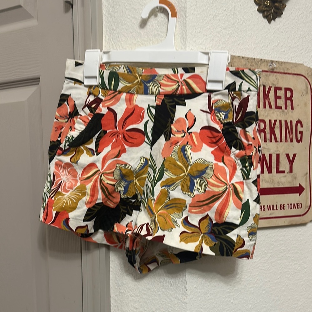 Zara High-Waist Floral Shorts in White, Coral, Mustard, Green, Black